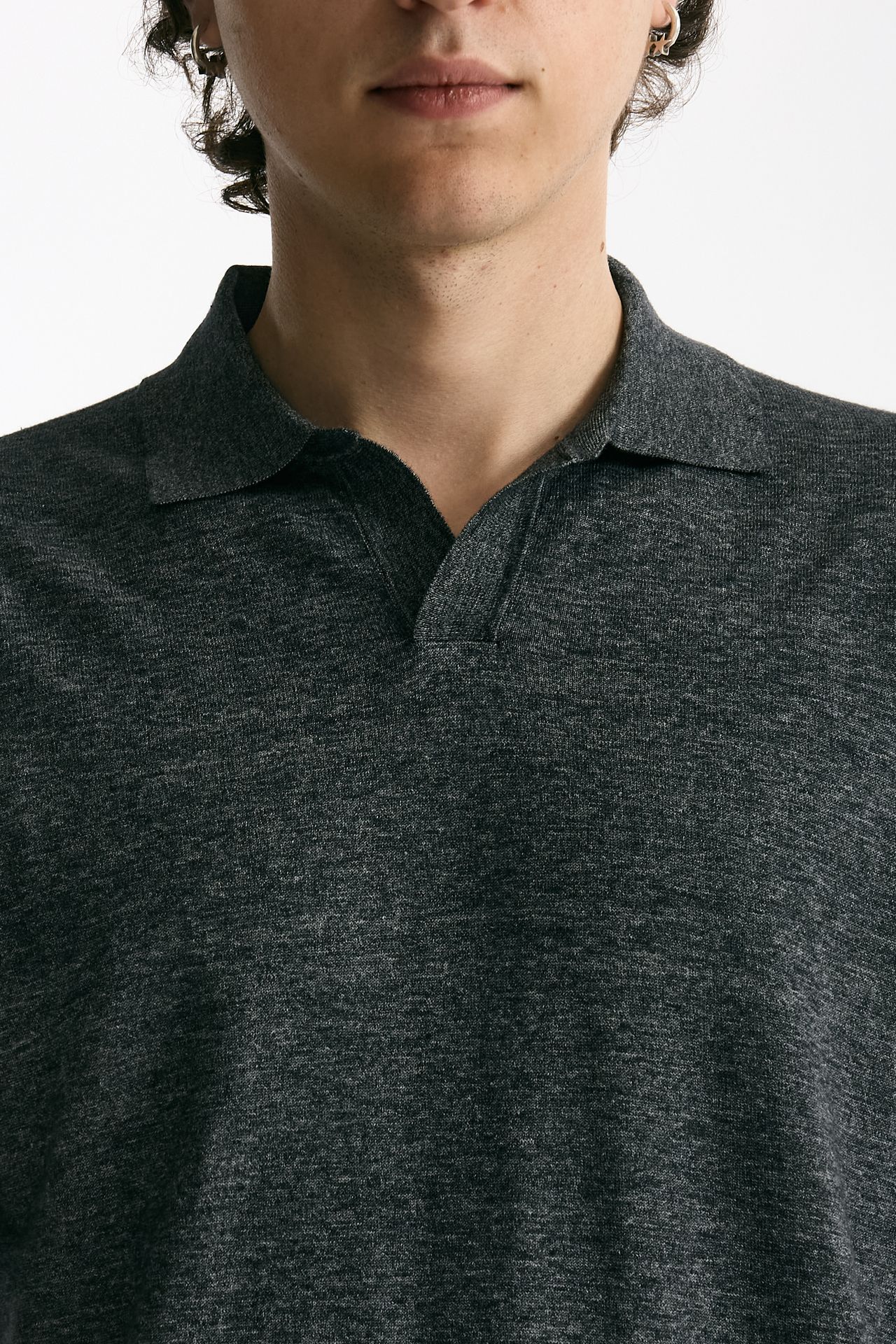Polo maglia in cotone grigio melange men Hosio - 5
