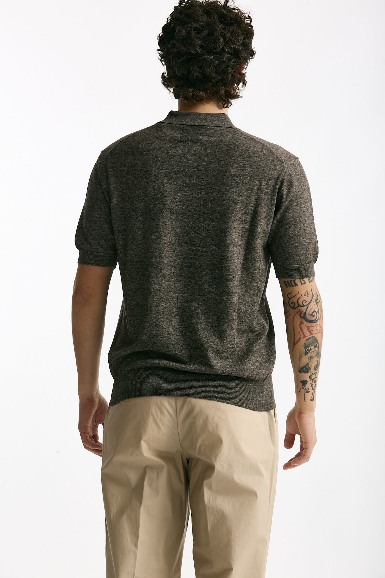 Polo maglia in cotone marrone melange men Hosio - 3
