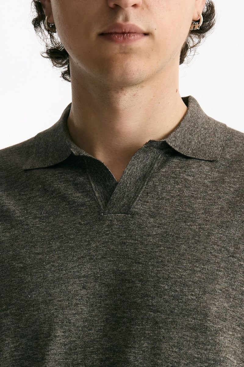 Polo maglia in cotone marrone melange men Hosio - 5