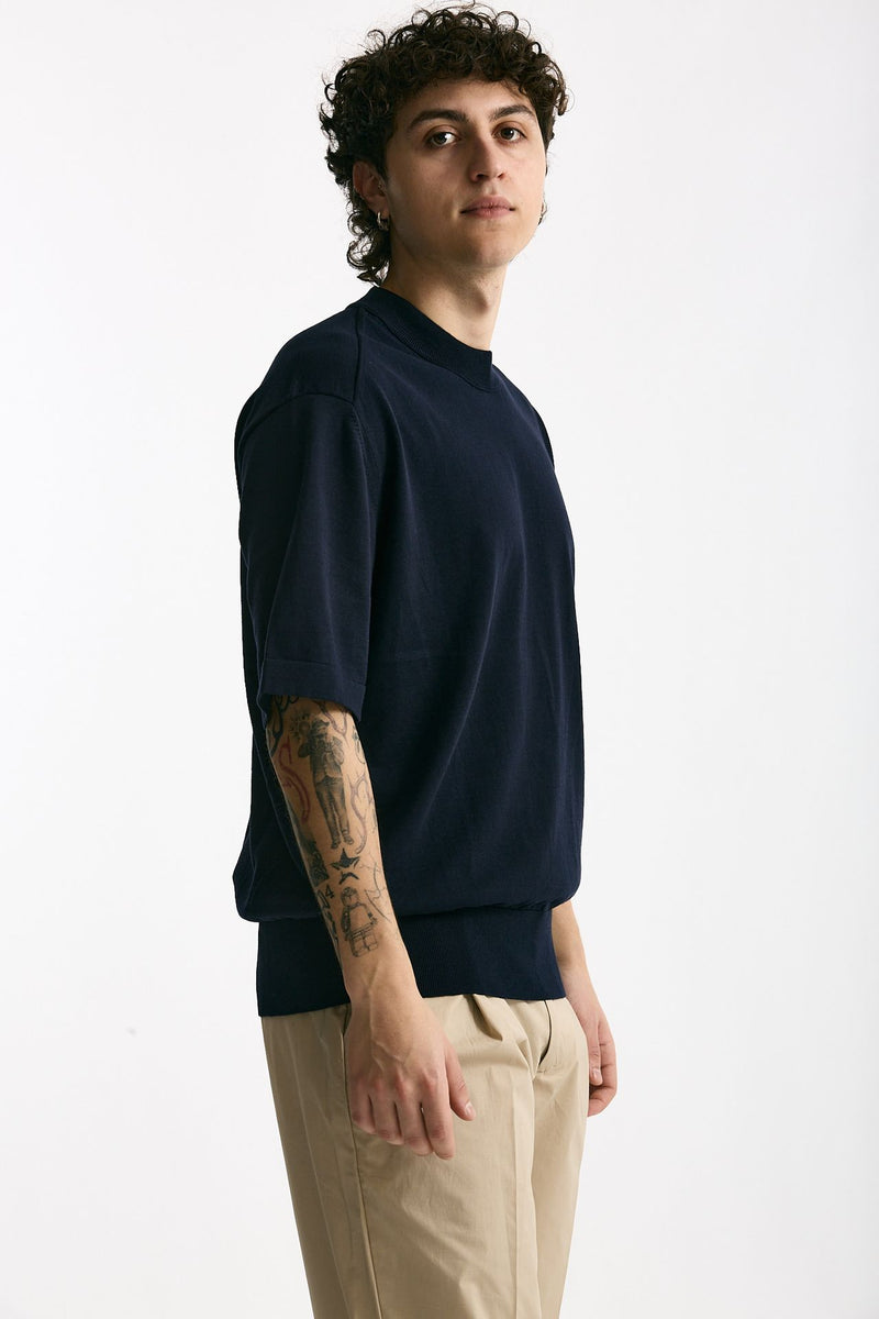 T shirt girocollo in cotone blu men Hosio - 1