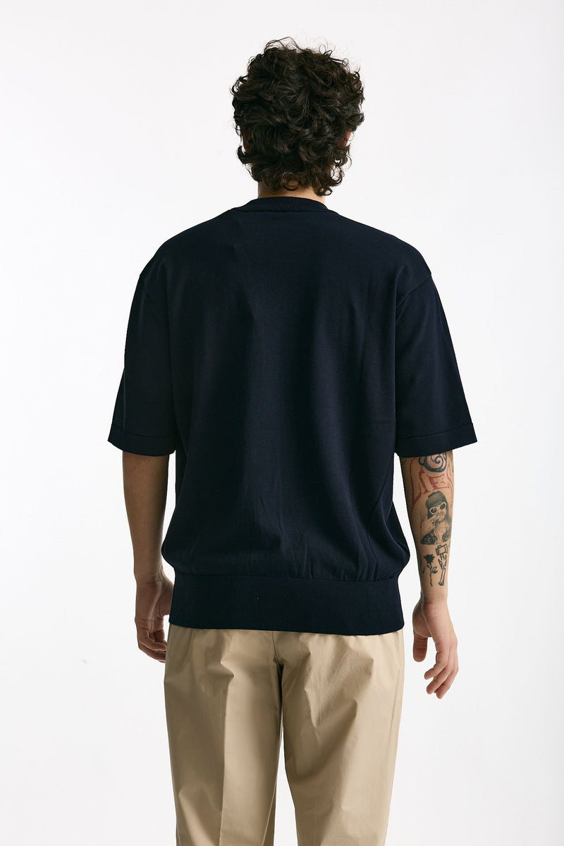 T shirt girocollo in cotone blu men Hosio - 3