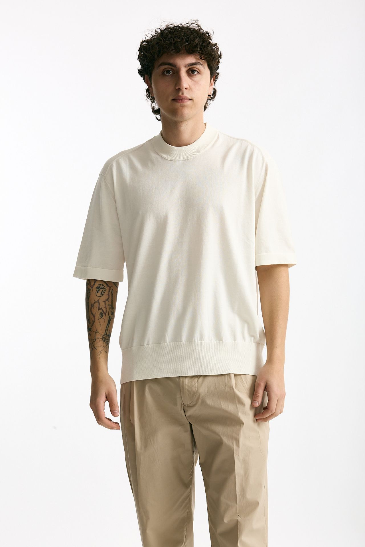 T shirt girocollo in cotone bianco men Hosio - 1