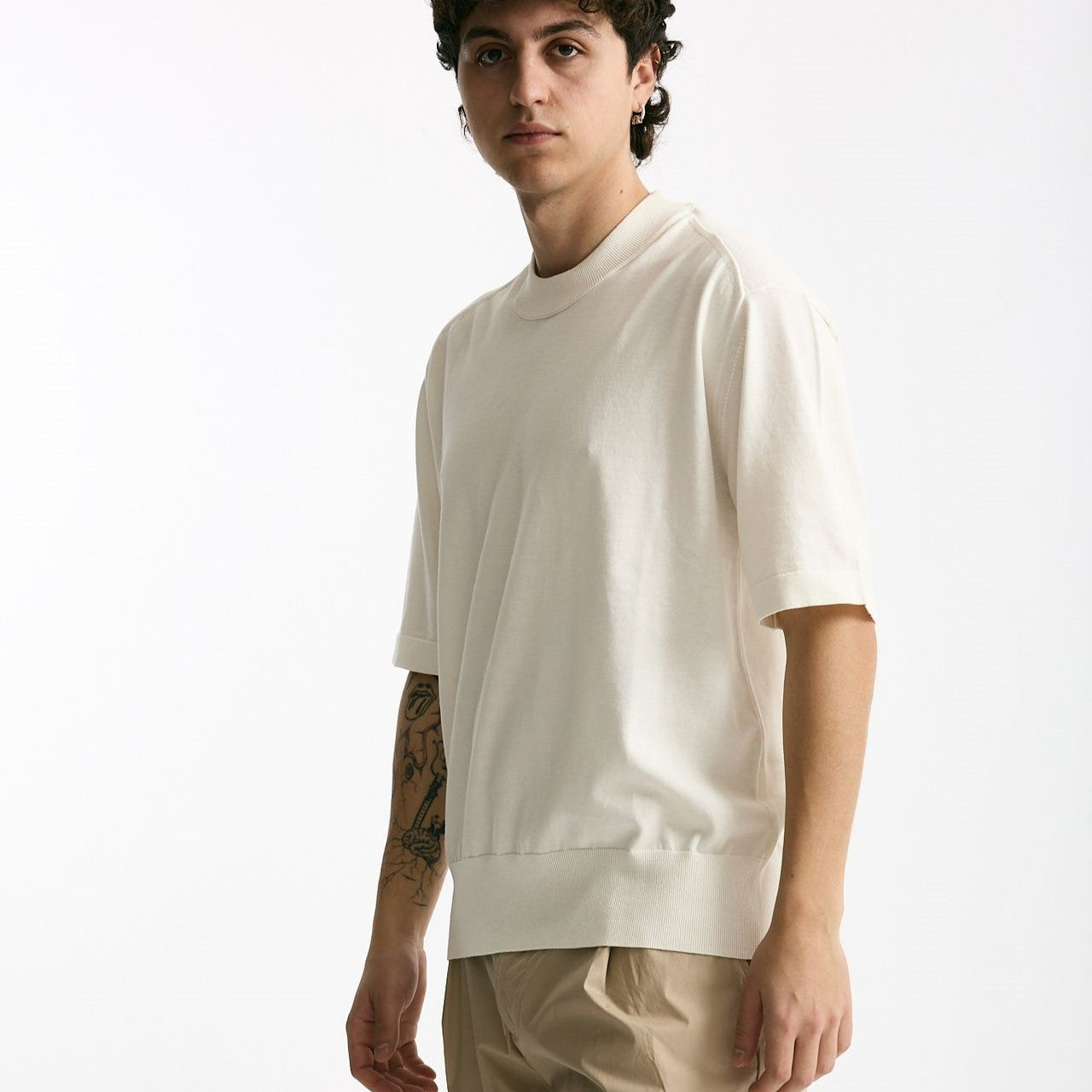 T shirt girocollo in cotone bianco men Hosio - 6