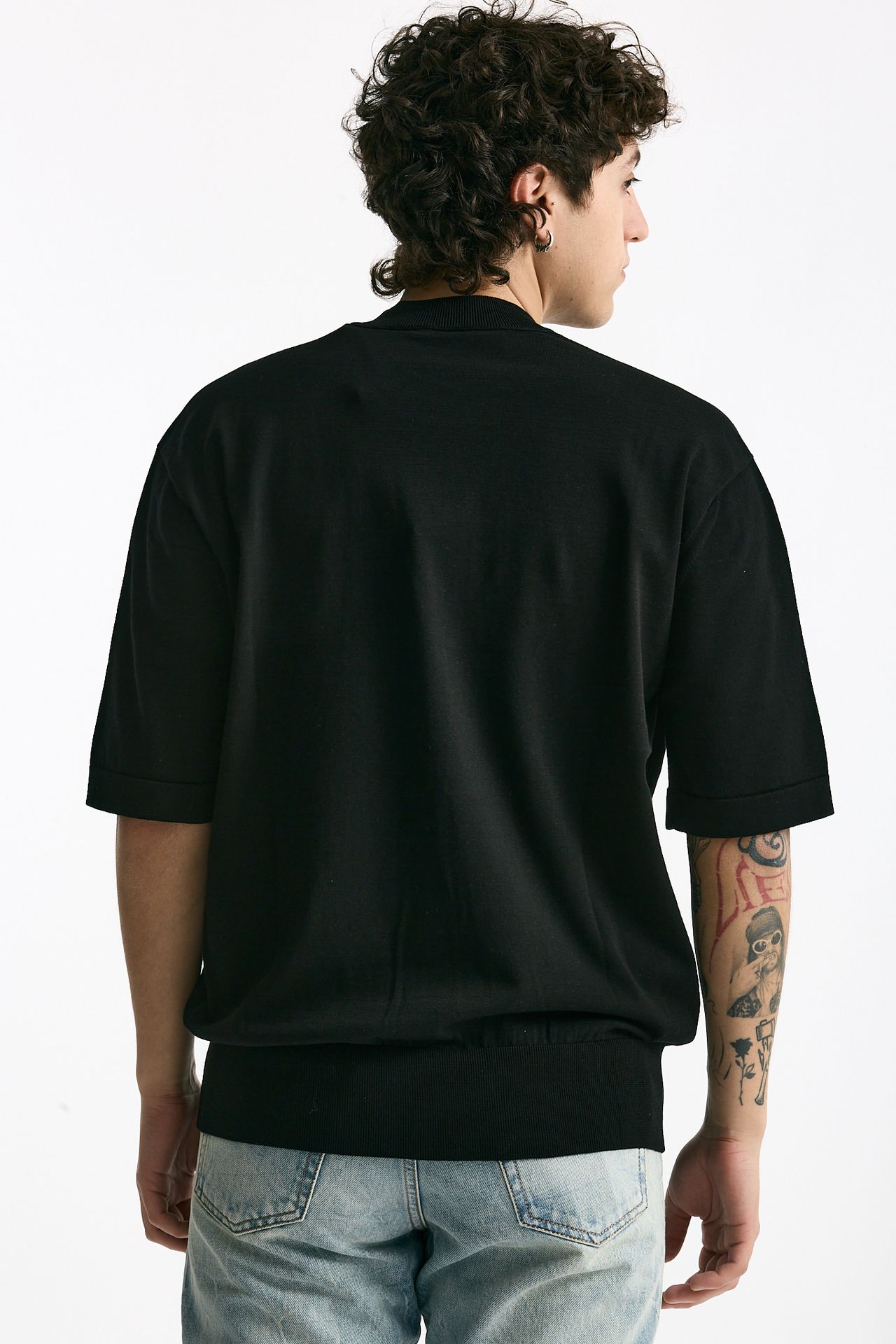 T shirt girocollo in cotone nero men Hosio - 4