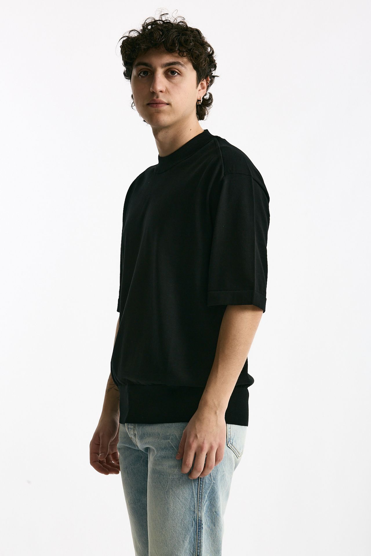 T shirt girocollo in cotone nero men Hosio - 1