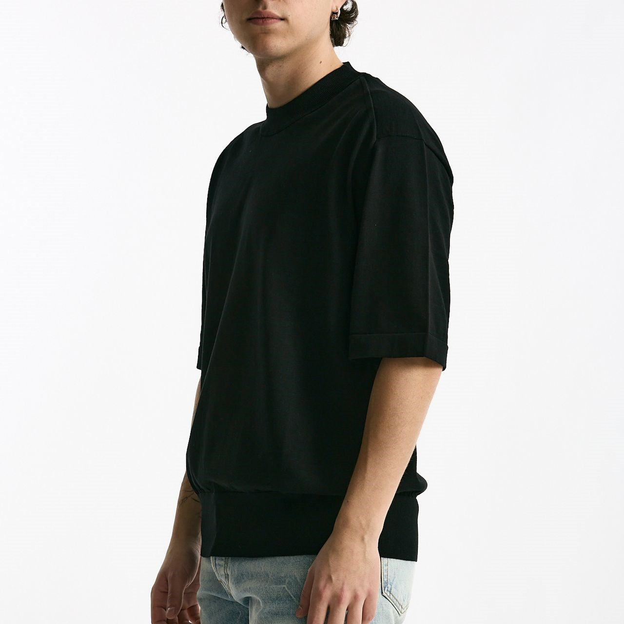 T shirt girocollo in cotone nero men Hosio - 6