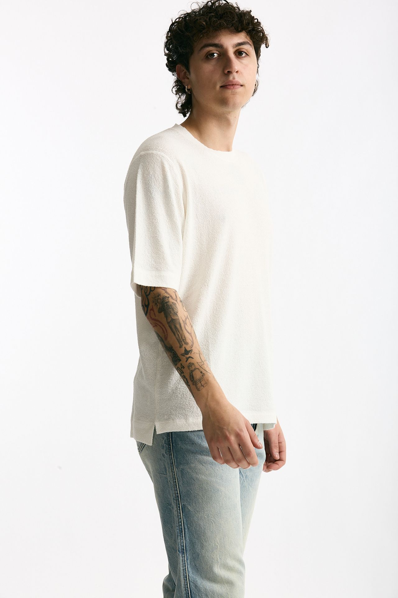 T-shirt in cotone e nylon bianco men Hosio - 2