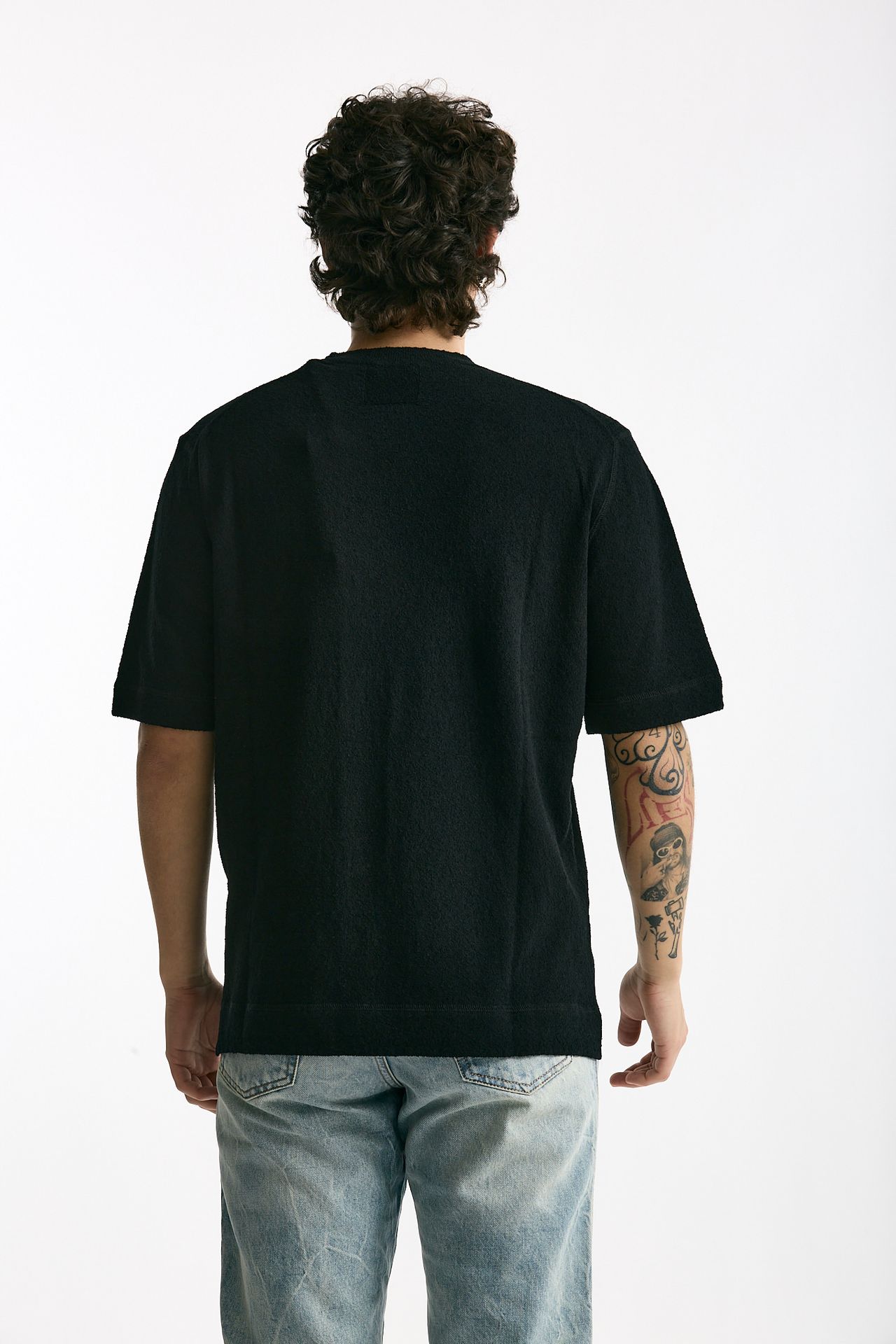 T-shirt in cotone e nylon nero men Hosio - 3