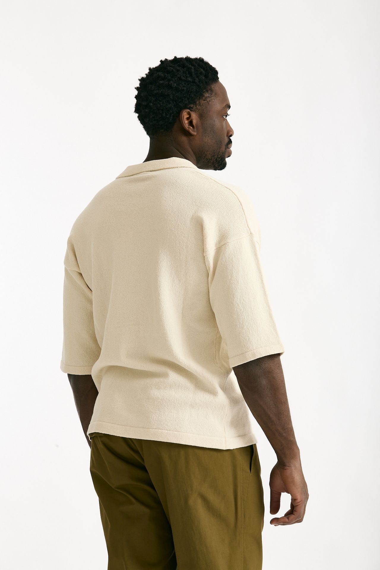 Polo camicia in cotone e nylon stretch panna men Hosio - 3