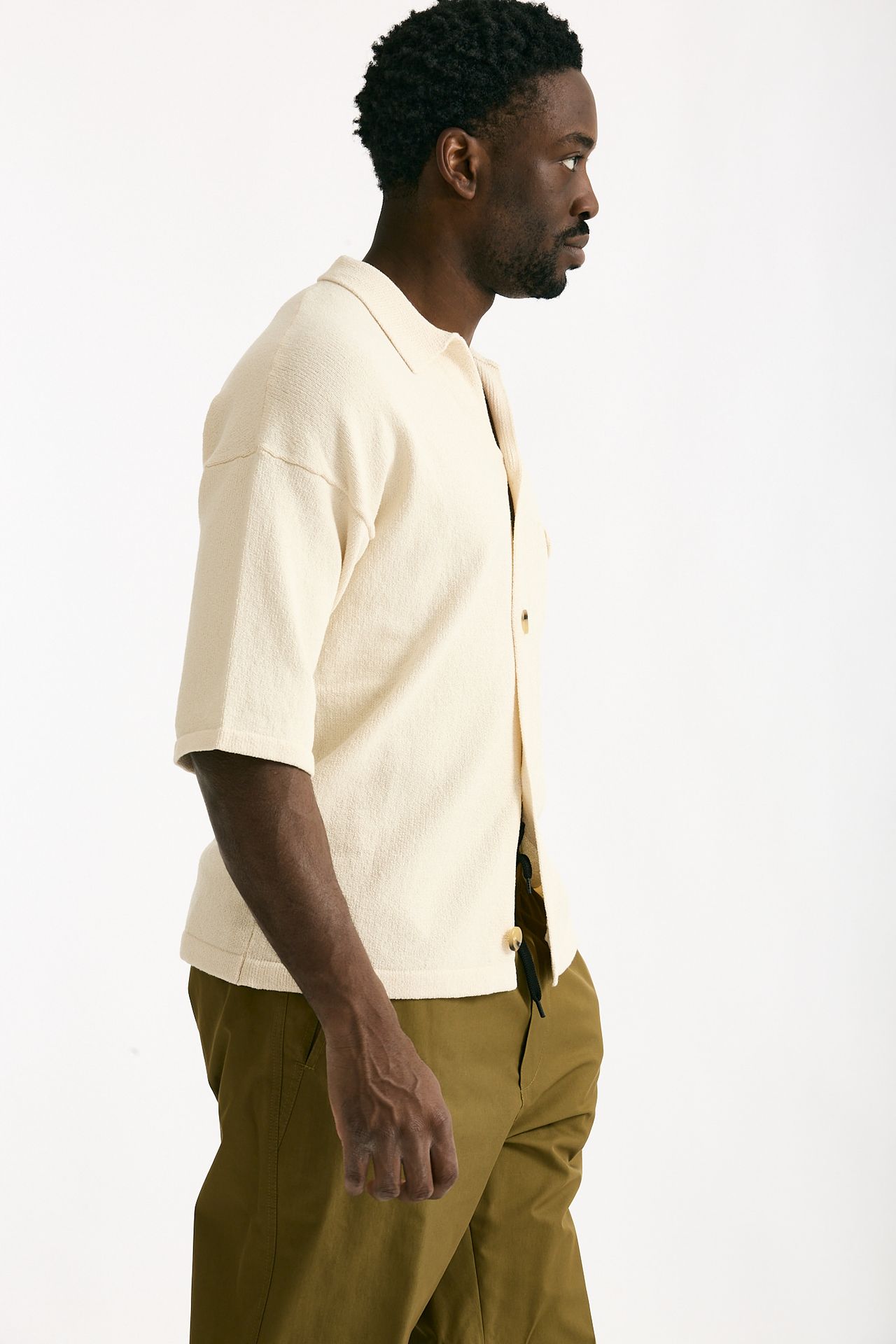 Polo camicia in cotone e nylon stretch panna men Hosio - 2