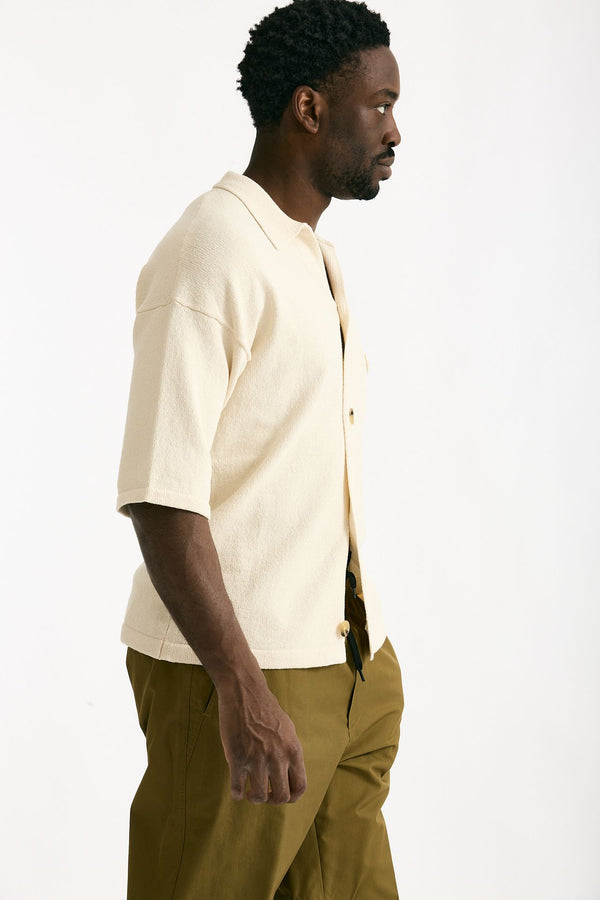 Polo camicia in cotone e nylon stretch panna men Hosio