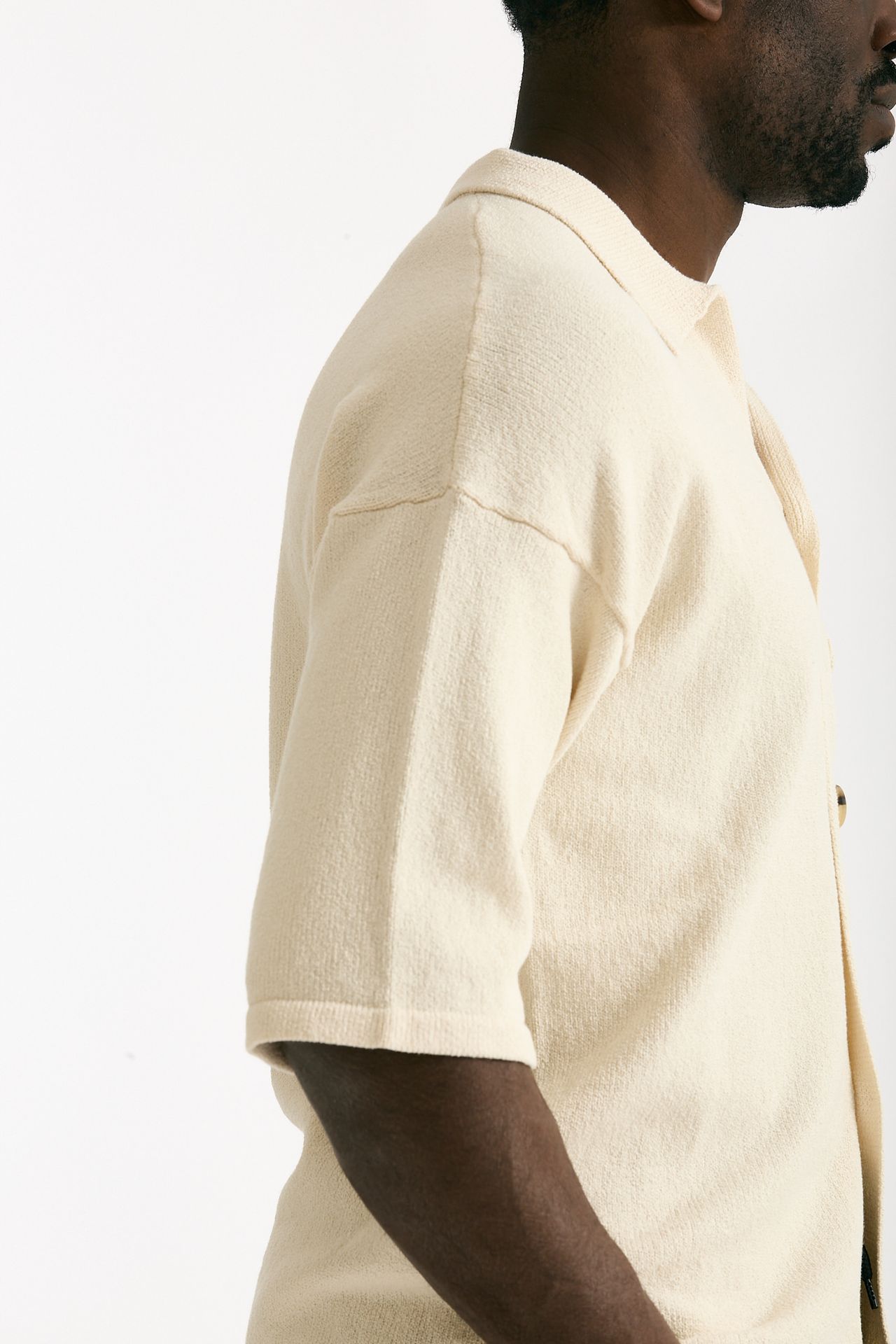 Polo camicia in cotone e nylon stretch panna men Hosio - 8