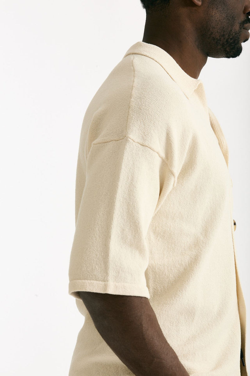 Polo camicia in cotone e nylon stretch panna men Hosio - 8