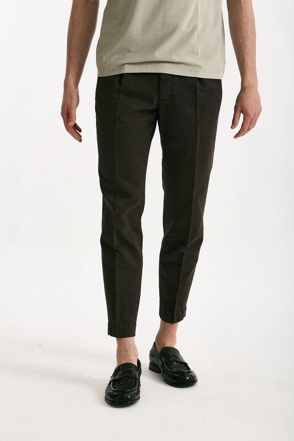 Pantalone cotone e lino marrone men Incotex