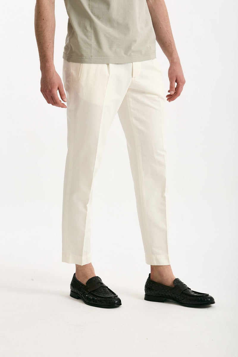 Pantalone cotone e lino bianco men Incotex - 3