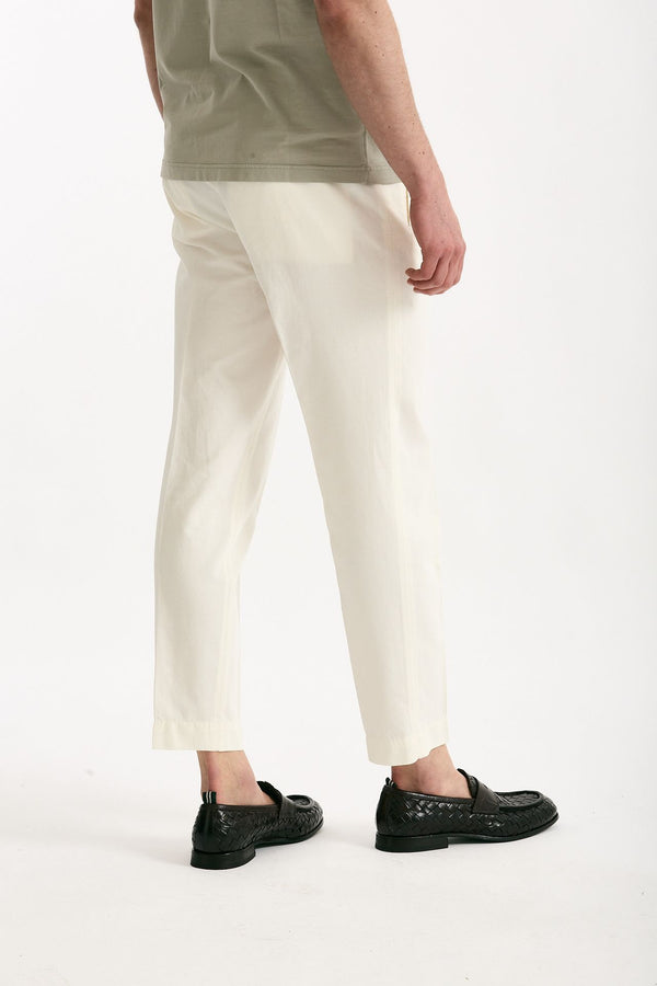Pantalone cotone e lino bianco men Incotex