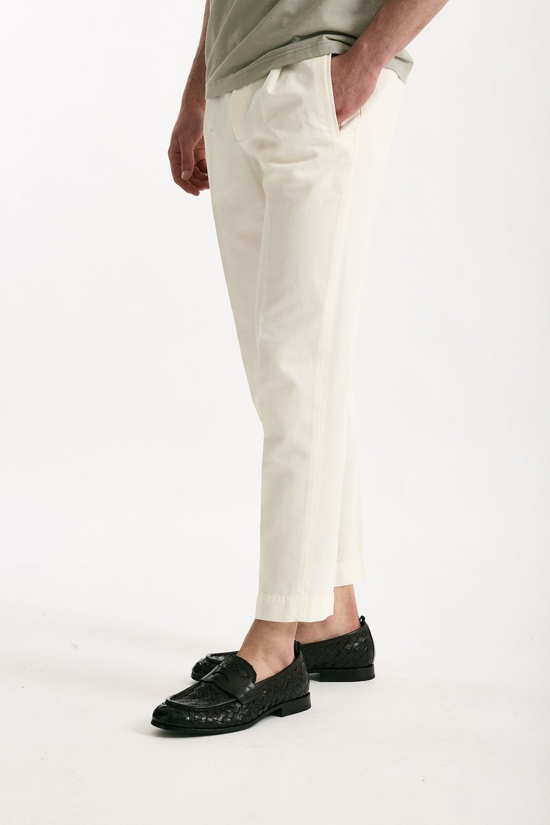 Pantalone cotone e lino bianco men Incotex - 4