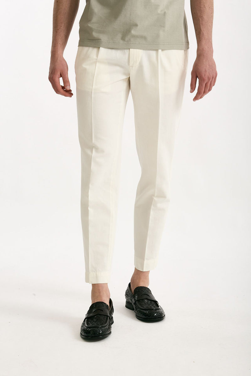 Pantalone cotone e lino bianco men Incotex - 1