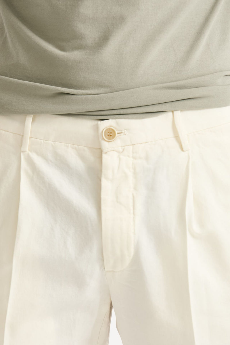 Pantalone cotone e lino bianco men Incotex - 5