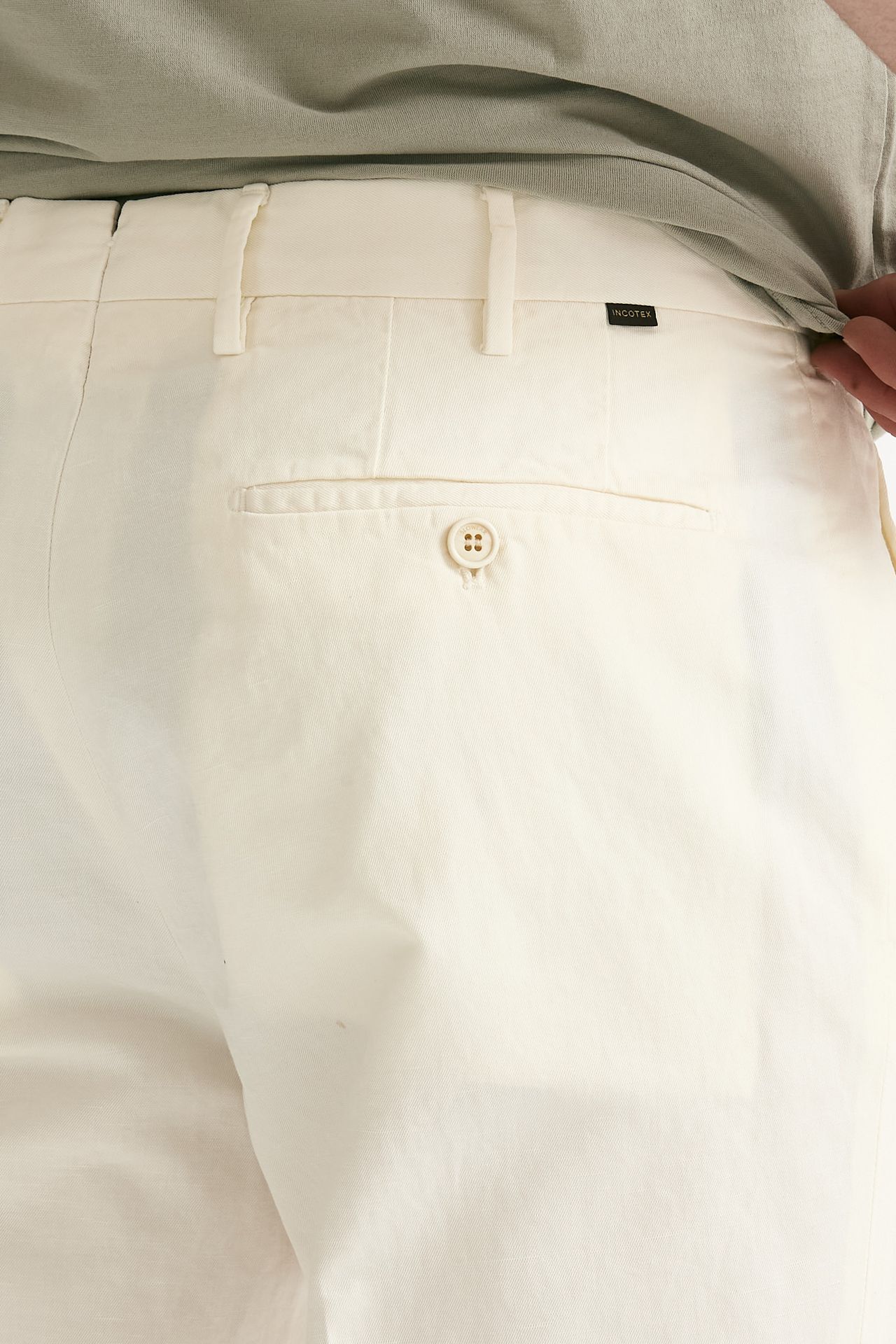 Pantalone cotone e lino bianco men Incotex - 7