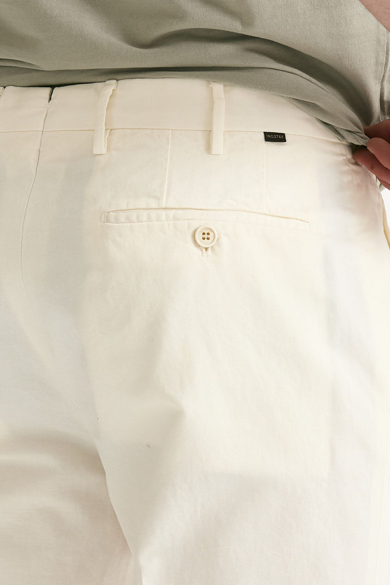 Pantalone cotone e lino bianco men Incotex - 7