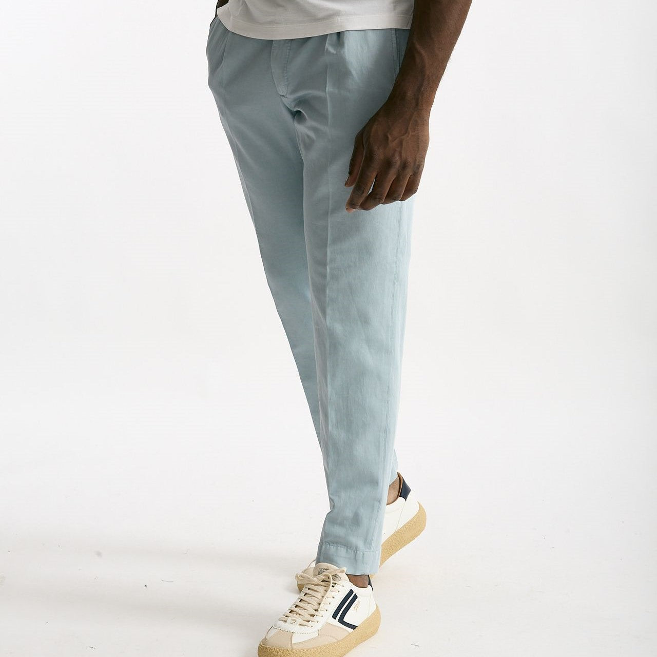Pantalone azzurro Cotone e lino men Incotex - 8
