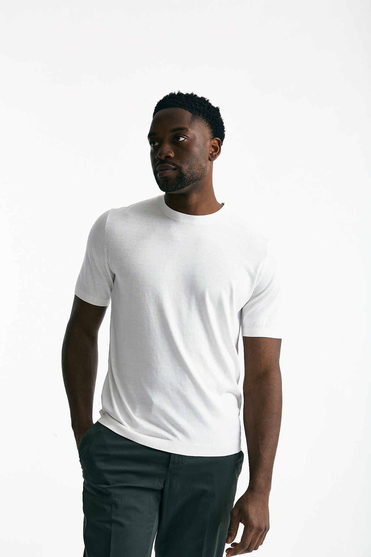 T-shirt in seta e cotone bianco men Kangra - 1