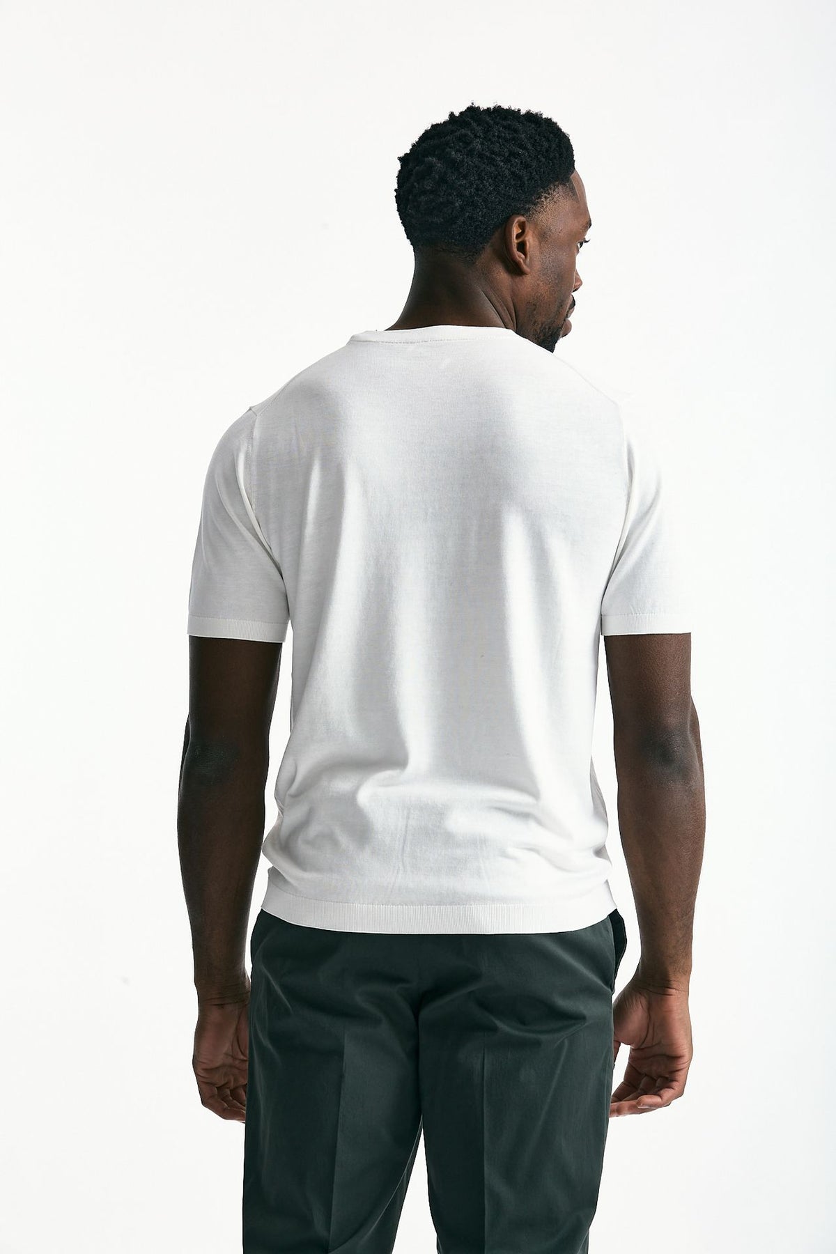 T-shirt in seta e cotone bianco men Kangra - 3
