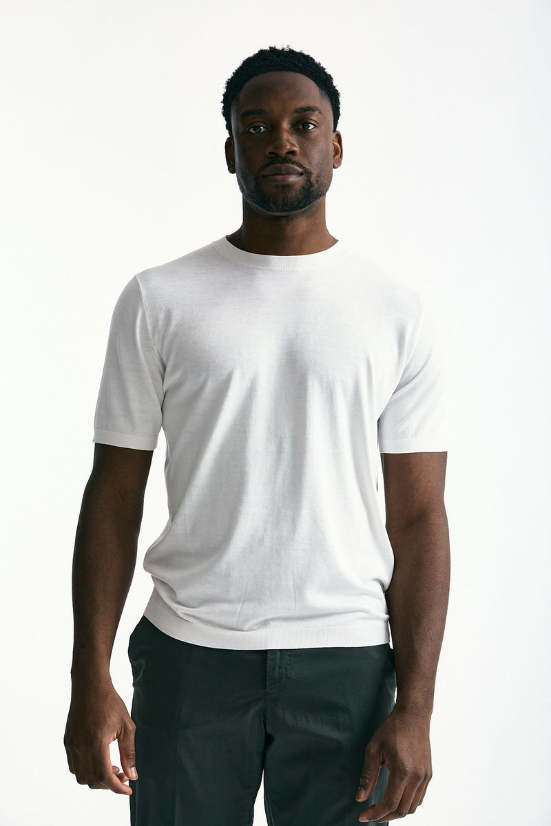 T-shirt in seta e cotone bianco men Kangra - 4