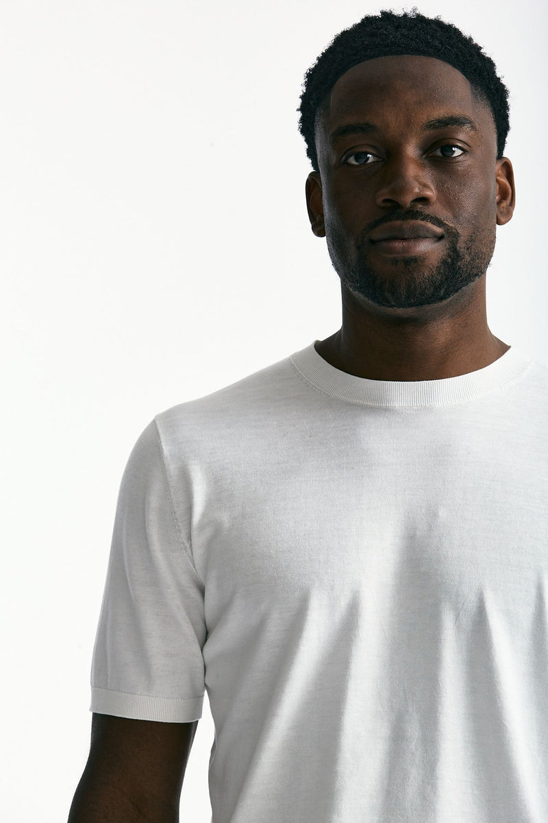 T-shirt in seta e cotone bianco men Kangra - 5