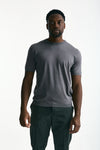 T-shirt in seta e cotone grigio scuro men Kangra - 2