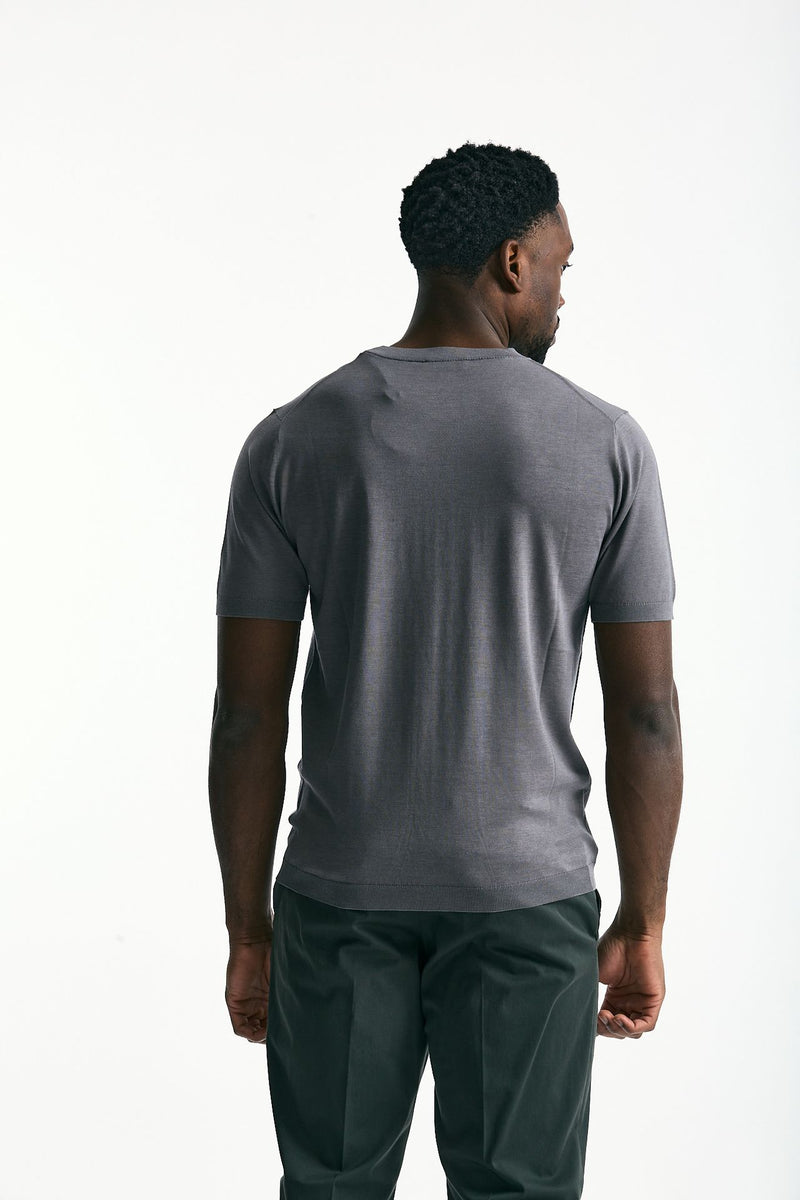 T-shirt in seta e cotone grigio scuro men Kangra - 4
