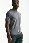 T-shirt in seta e cotone grigio scuro men Kangra - 1