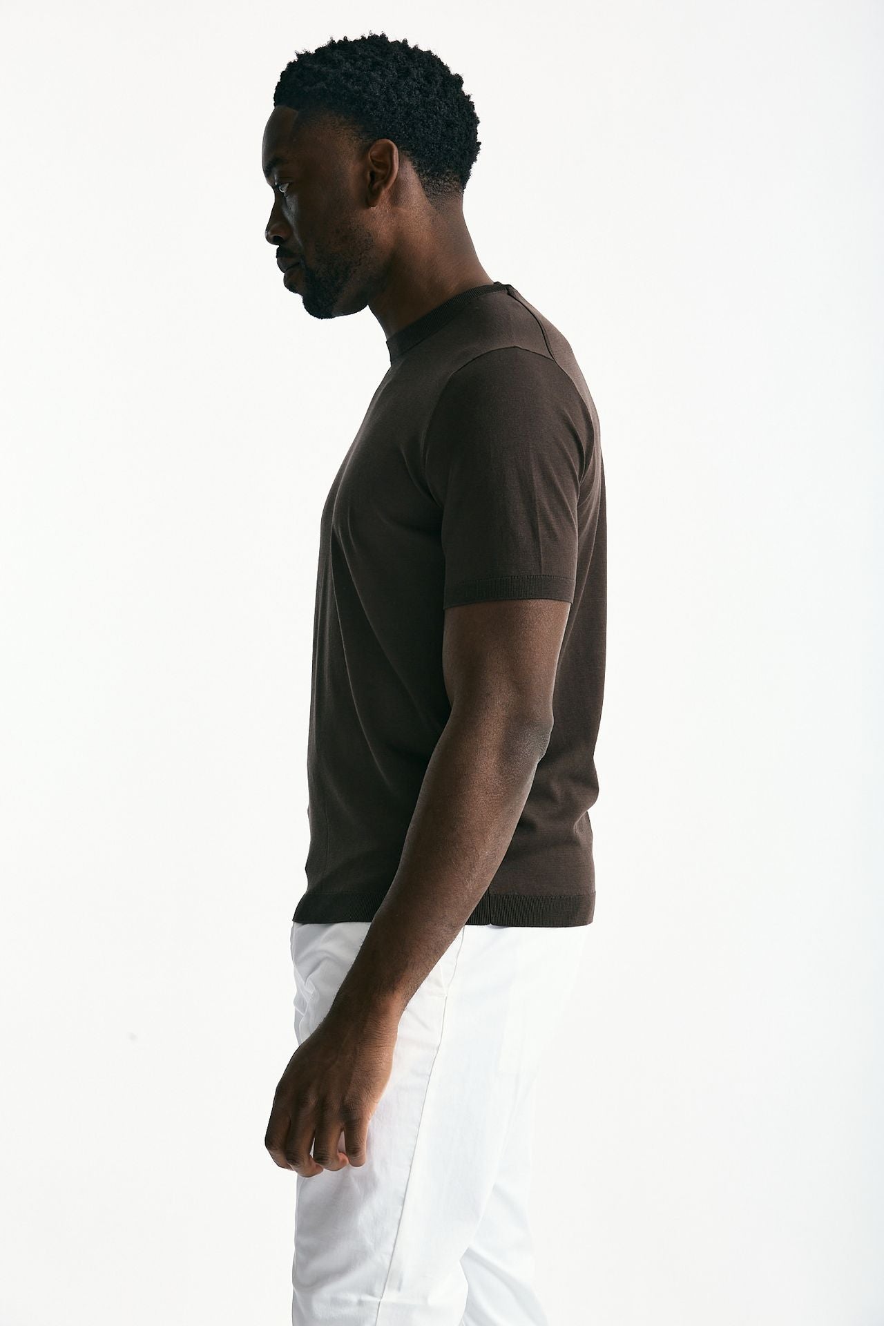 T-shirt in seta e cotone marrone men Kangra - 3