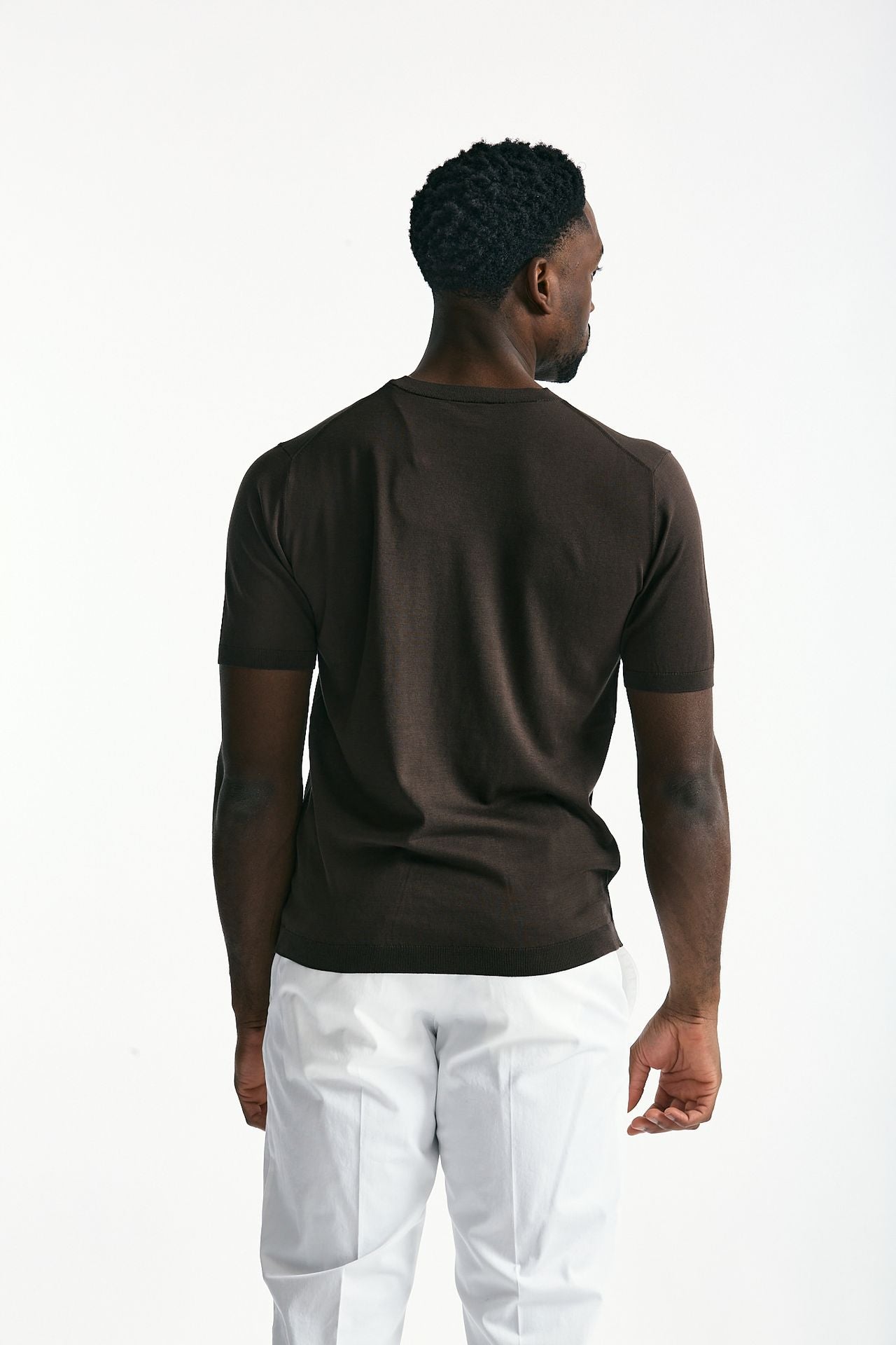 T-shirt in seta e cotone marrone men Kangra - 1