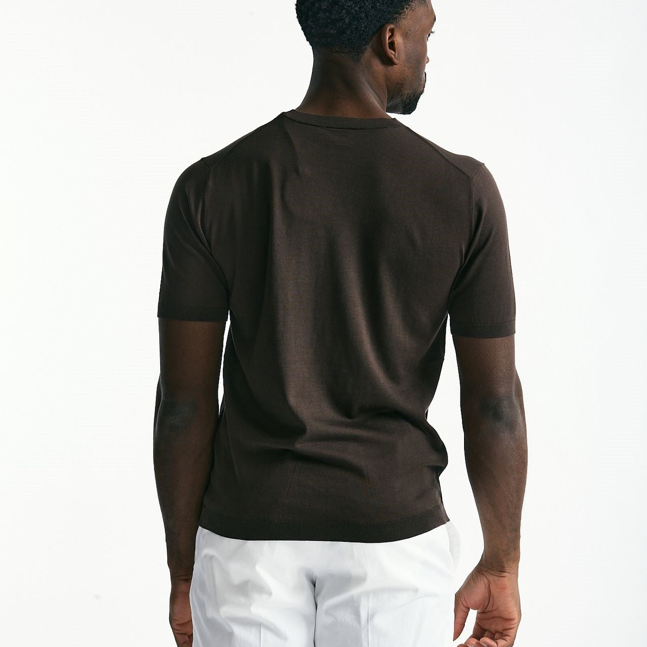 T-shirt in seta e cotone marrone men Kangra - 6