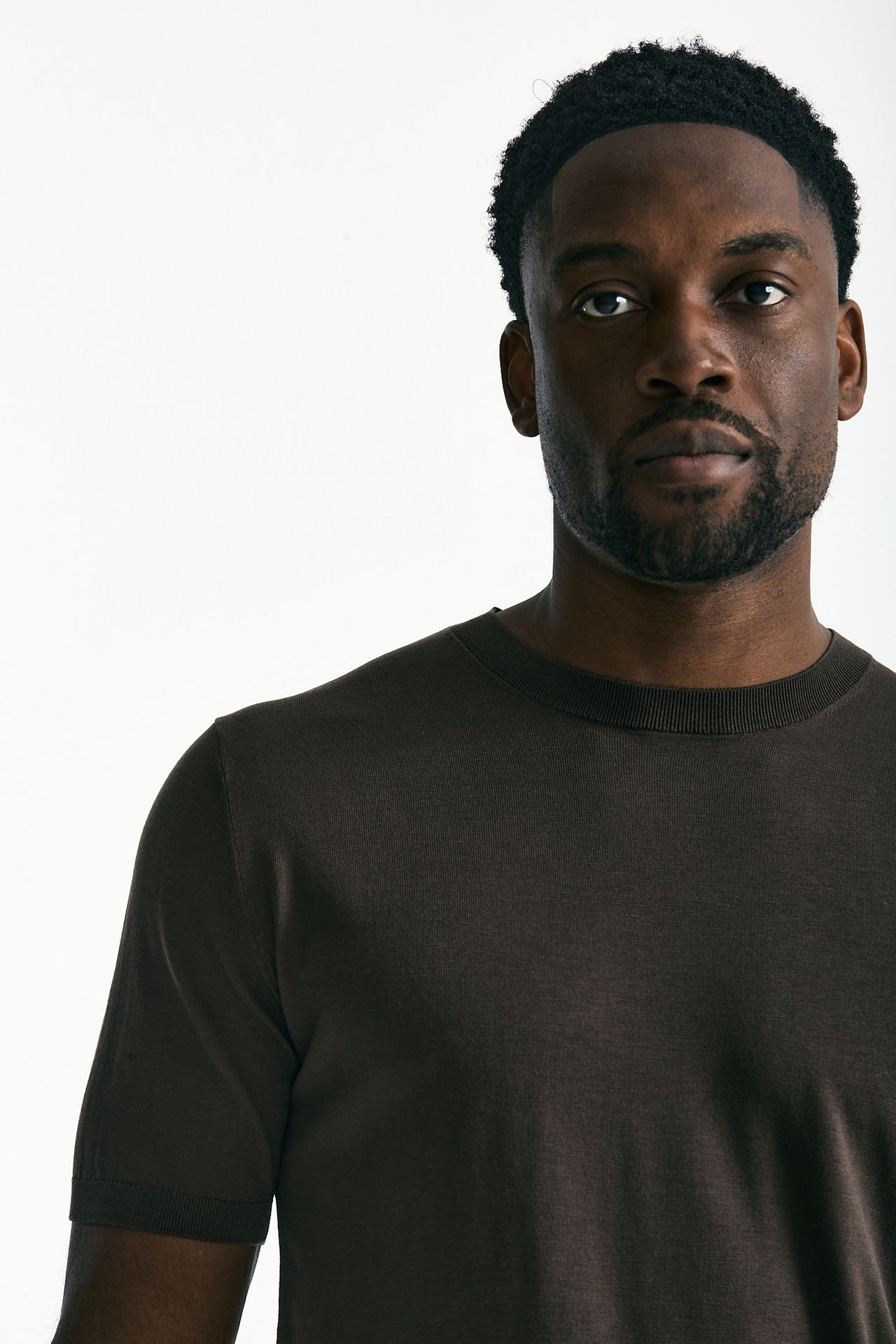 T-shirt in seta e cotone marrone men Kangra - 5