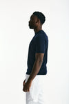 T-shirt in seta e cotone blu men Kangra - 1