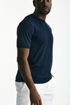 T-shirt in seta e cotone blu men Kangra - 4