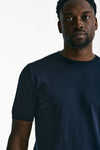 T-shirt in seta e cotone blu men Kangra - 5