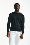 Maglia in cotone e seta nero men Kangra - 1