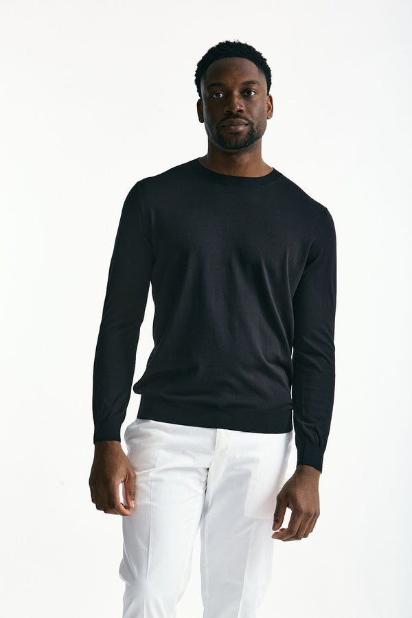 Maglia in cotone e seta nero men Kangra