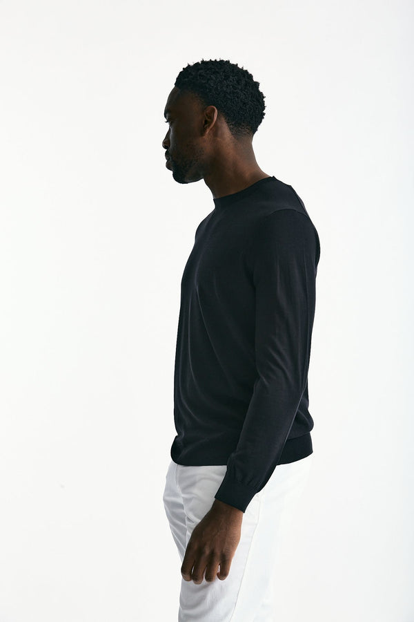 Maglia in cotone e seta nero men Kangra