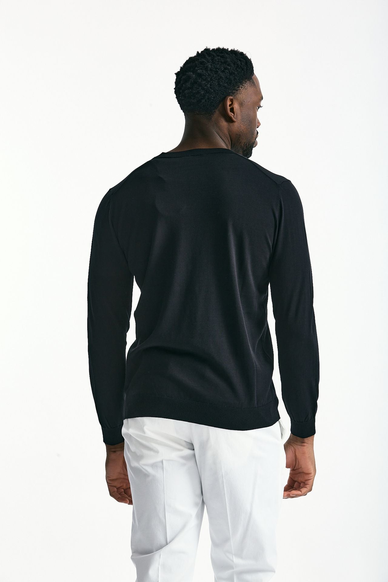 Maglia in cotone e seta nero men Kangra - 3