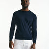 Maglia in cotone e seta blu men Kangra - 6