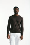 Maglia in cotone e seta marrone men Kangra - 3