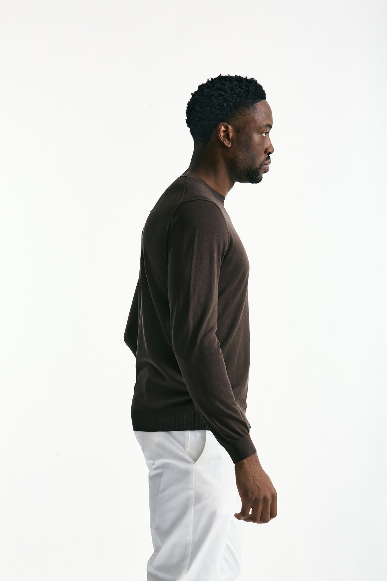 Maglia in cotone e seta marrone men Kangra - 4