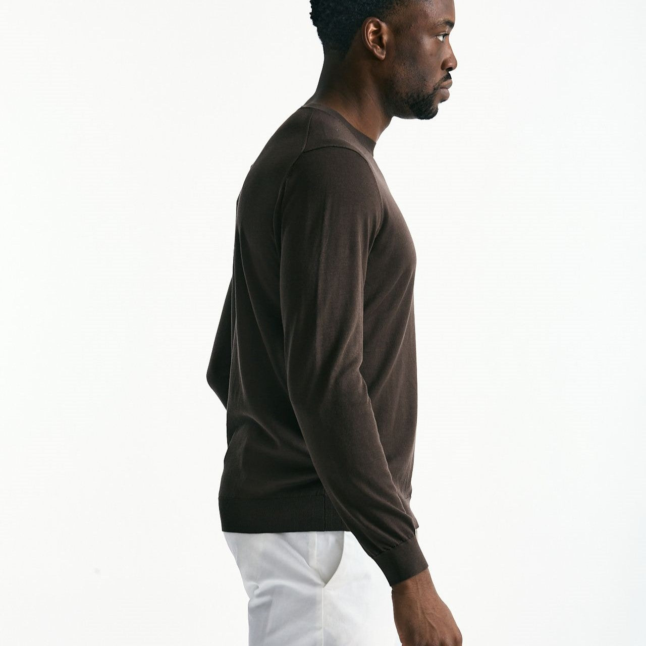 Maglia in cotone e seta marrone men Kangra - 6