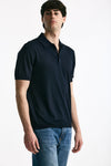 Polo in seta e cotone blu men Kangra - 2