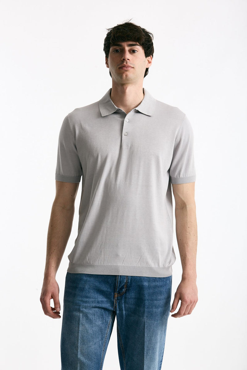 Polo in seta e cotone grigio men Kangra - 3